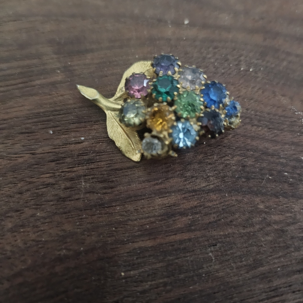 Vintage Multi Color Rhinestone Pin
